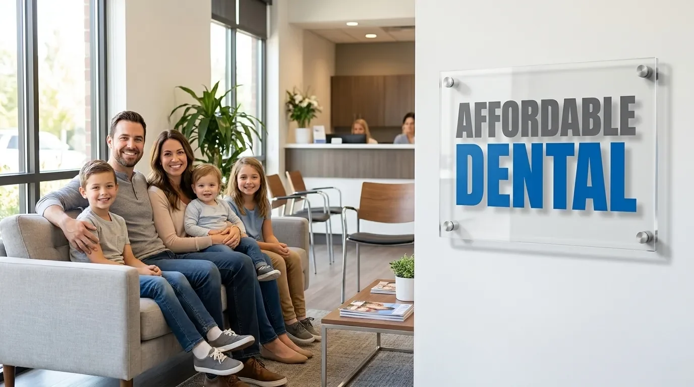 Family smiling in modern dental office in Oklahoma City