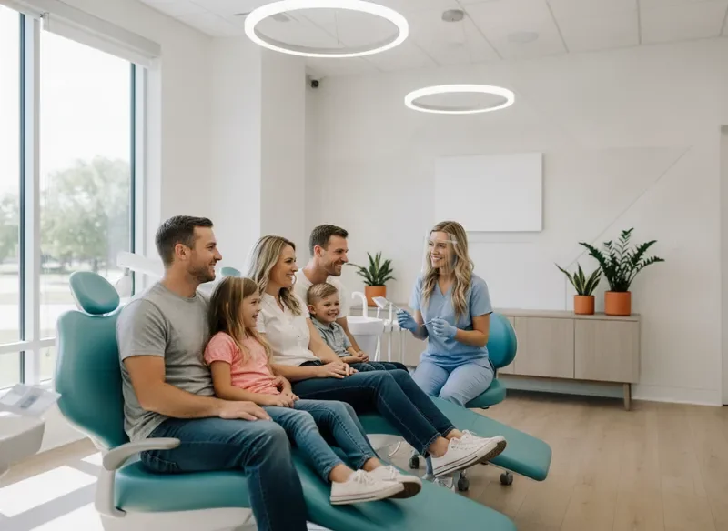 Family receiving preventive dental care at Affordable Dental of OKC